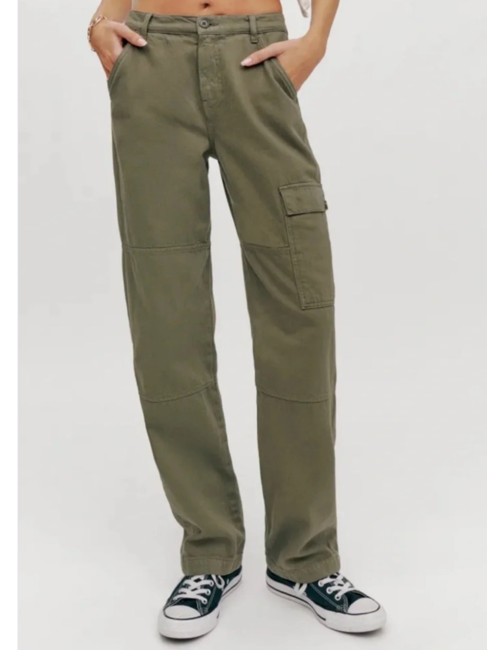 Reformation Olive Green Bailey High Rise Utility Straight Pant Size 27